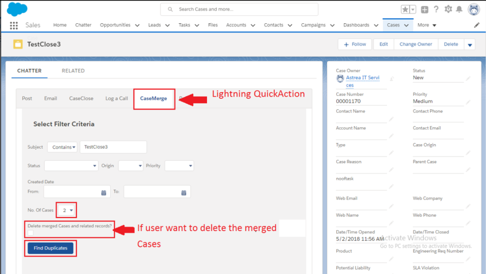 screenshot of Astrea Case Merge